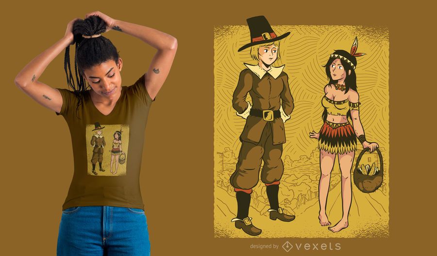 Pilger und native T-Shirt-Design Pilger und native T-Shirt-Design