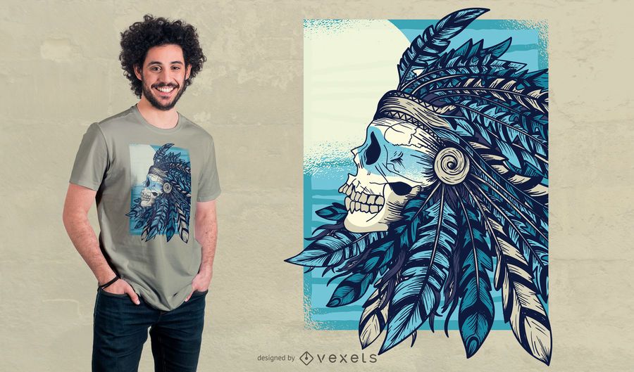 Projeto nativo do t-shirt do crânio Projeto nativo do t-shirt do crânio