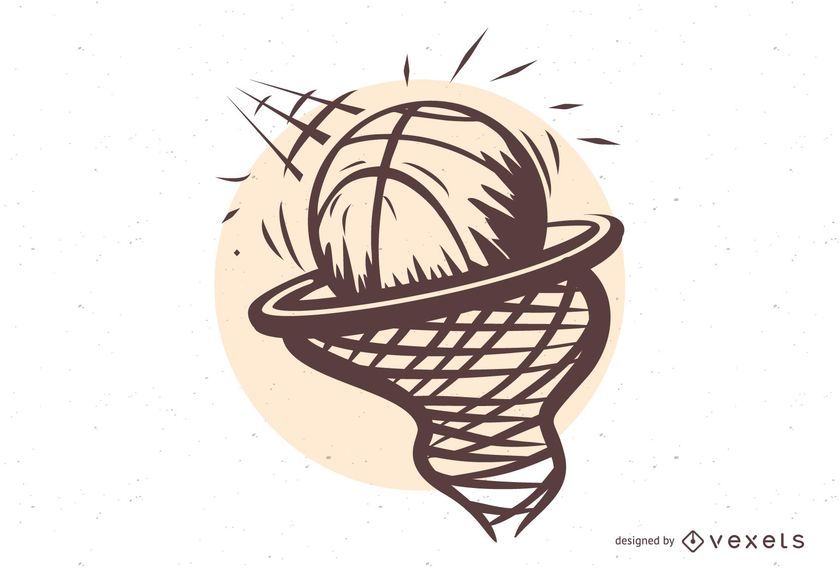 Baloncesto en la ilustración del aro Baloncesto en la ilustración del aro