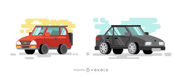 Ilustração de carros vermelhos e pretos