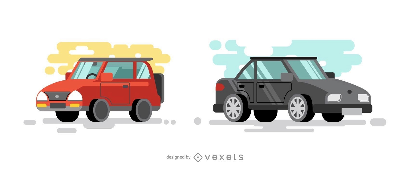 Red and Black Cars Illustration