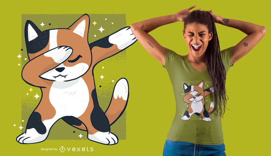 Cute Cat Dab T-shirt Design Cute Cat Dab T-shirt Design