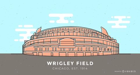 Ilustración del estadio de béisbol Wrigley Field