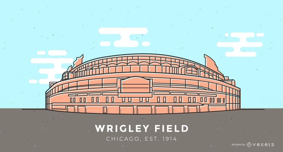 Wrigley Field, estádio de beisebol, ilustração Wrigley Field, estádio de beisebol, ilustração