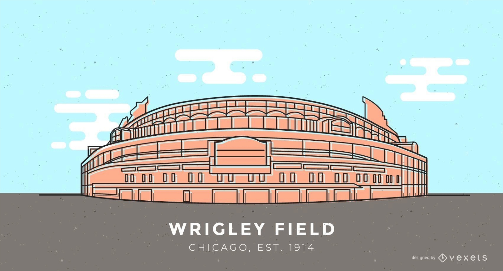 Wrigley Field baseball stadium illustration