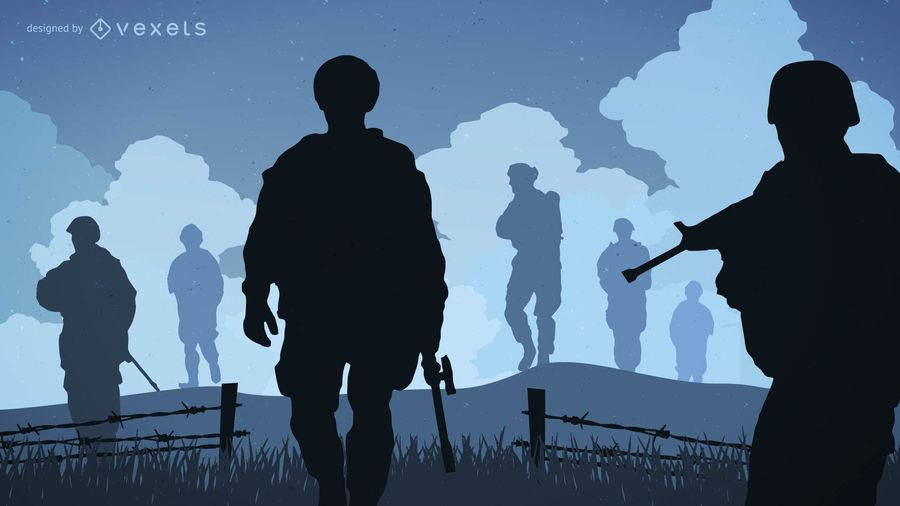 Soldier war silhouettes - Vector download