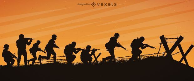 Soldiers war front silhouette design Soldiers war front silhouette design