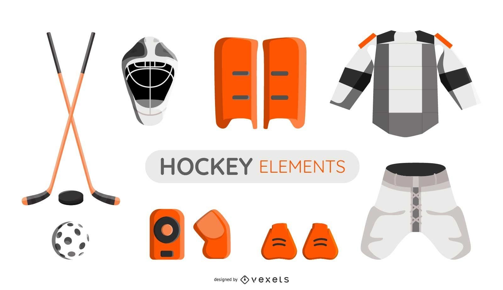 Hockey elements illustration set
