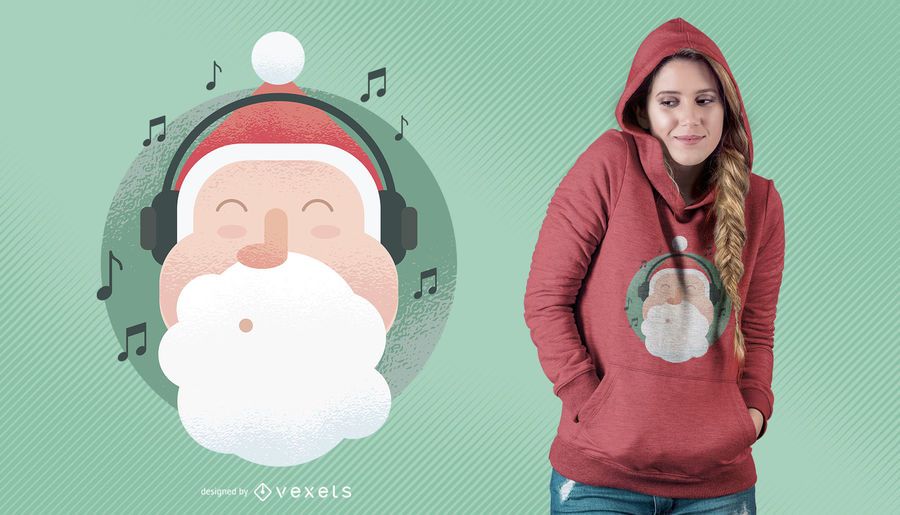 Santa Music T-shirt Design Santa Music T-shirt Design