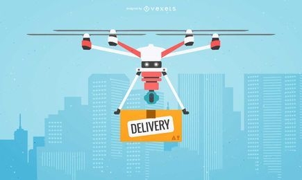 Flat drone delivery illustration