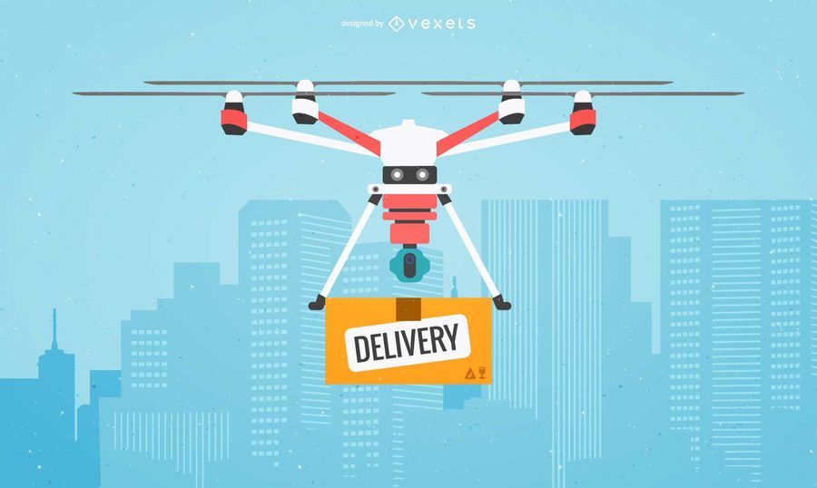 Ilustração de entrega plana drone Ilustração de entrega plana drone