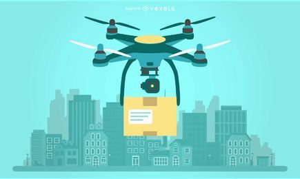 Ilustración de drone de entrega