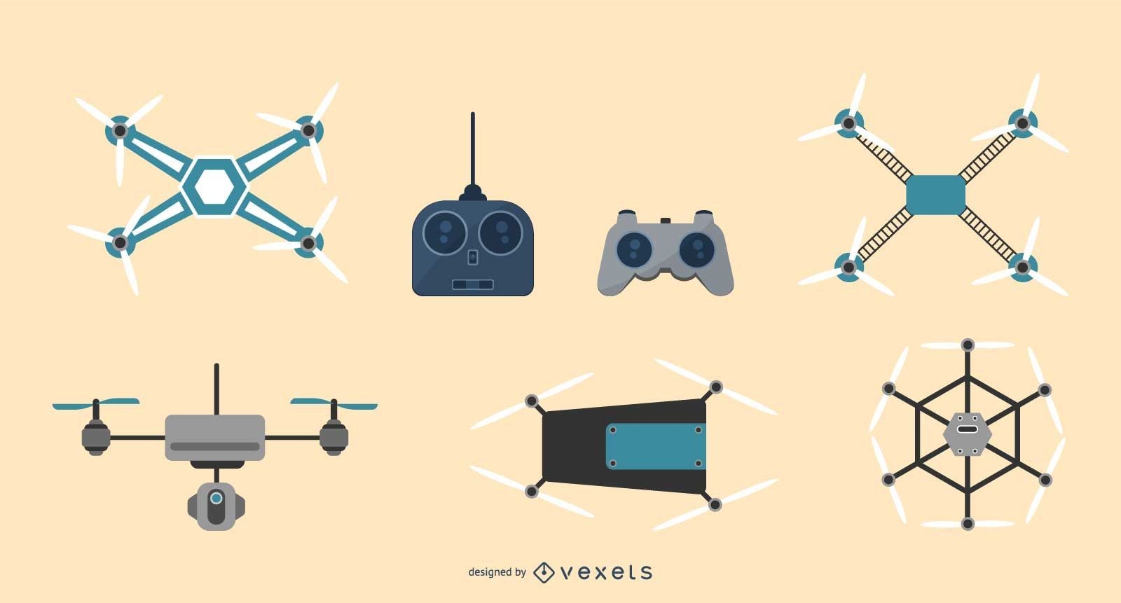 Conjunto de ilustração de tecnologia drone