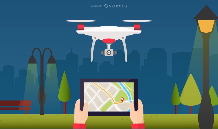 Ilustración de ubicación de mapa de Drone Ilustración de ubicación de mapa de Drone