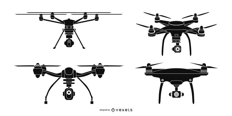 Conjunto de silueta de drone Conjunto de silueta de drone