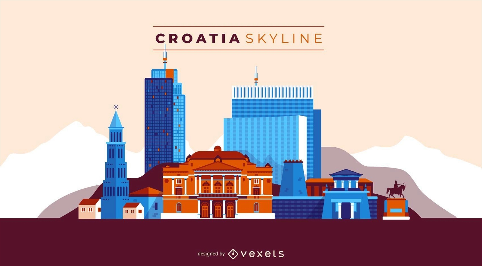 Croatia skyline illustration