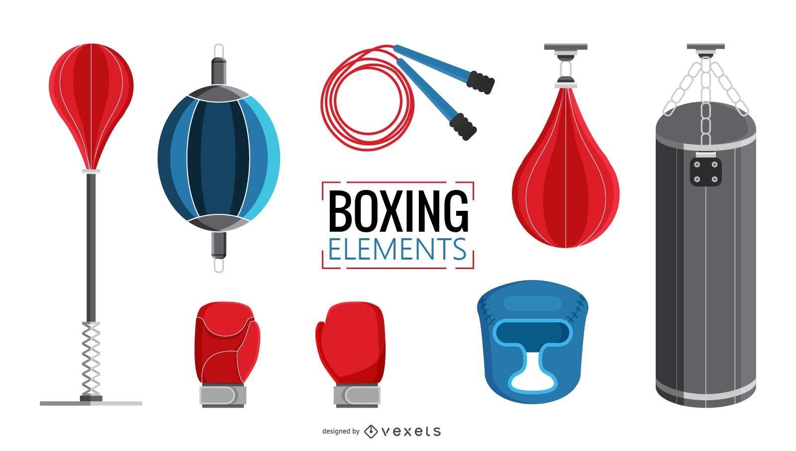 Boxing elements illustration set