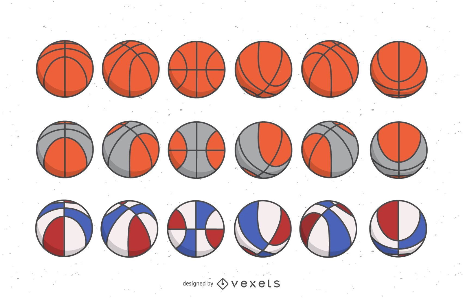 Conjunto de bolas de basquete coloridas