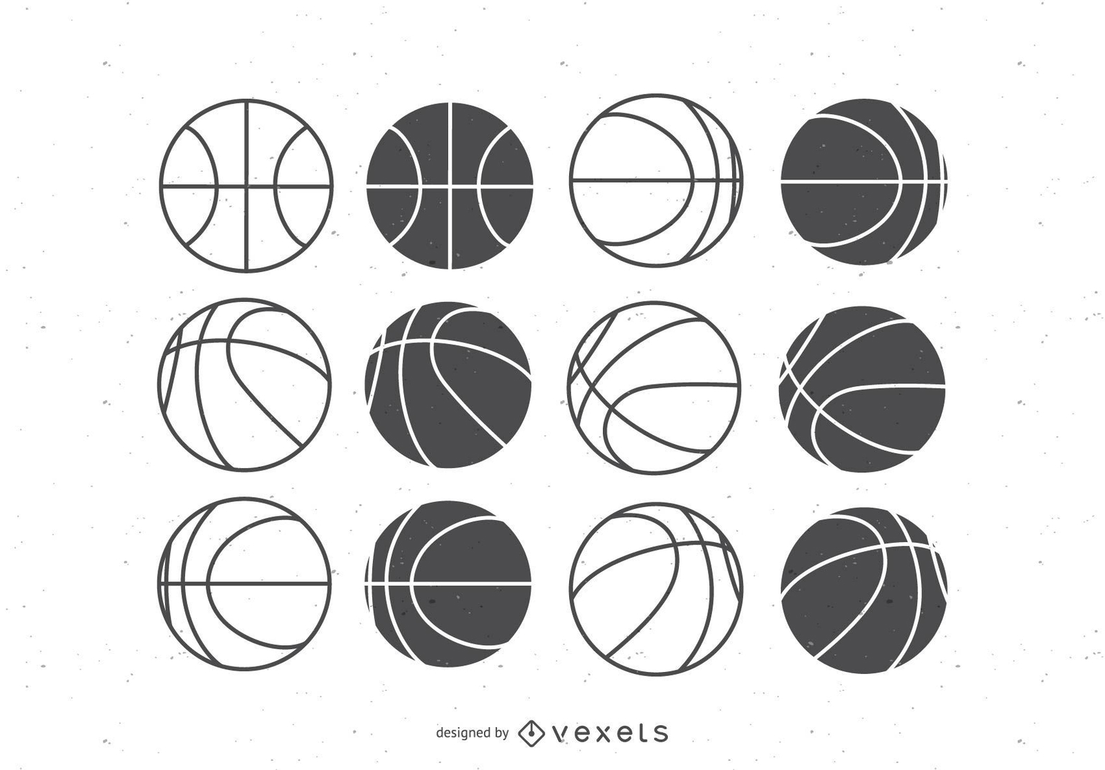 Conjunto plano de bolas de basquete