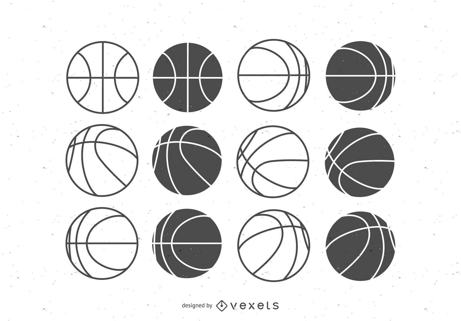 Conjunto plano de pelotas de baloncesto