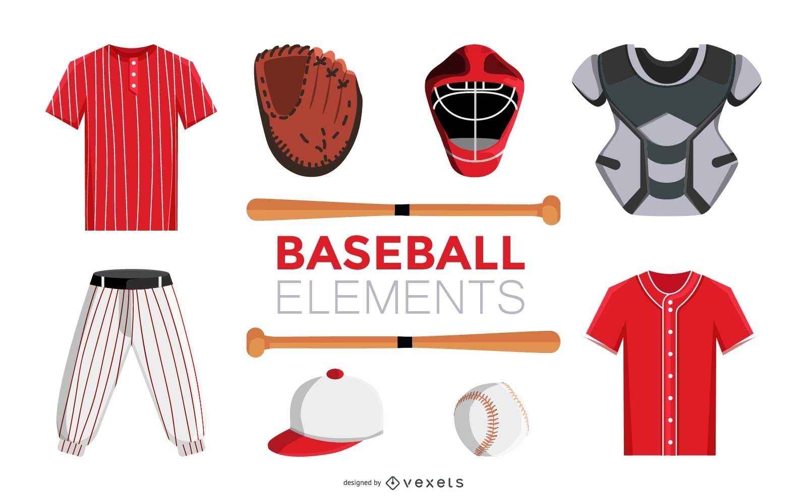 Conjunto de elementos de design de beisebol