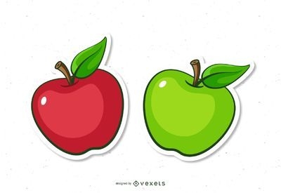 Descarga Vector De Dibujos Animados De Manzana Roja Y Verde