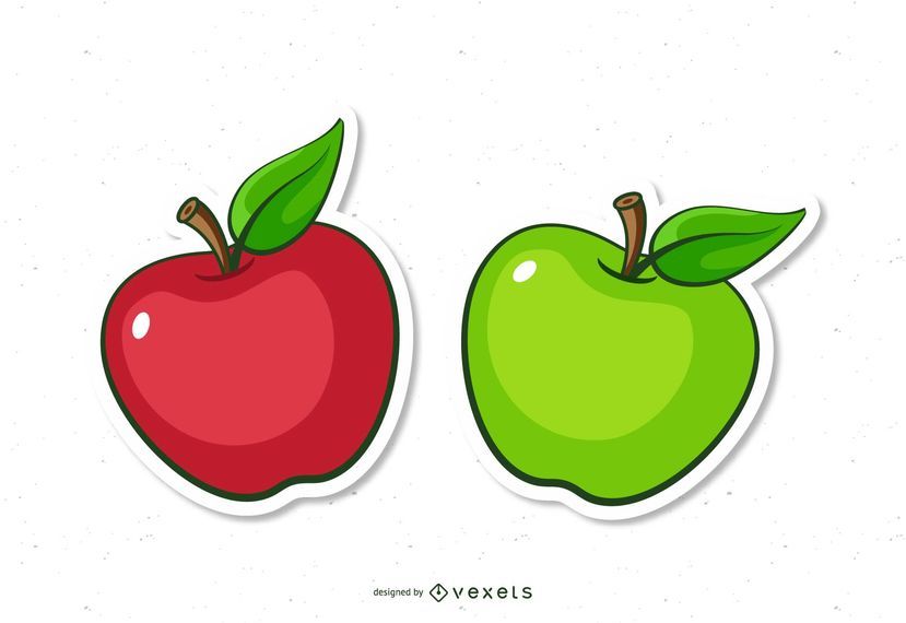 Rote und grüne Apfelkarikaturen Rote und grüne Apfelkarikaturen