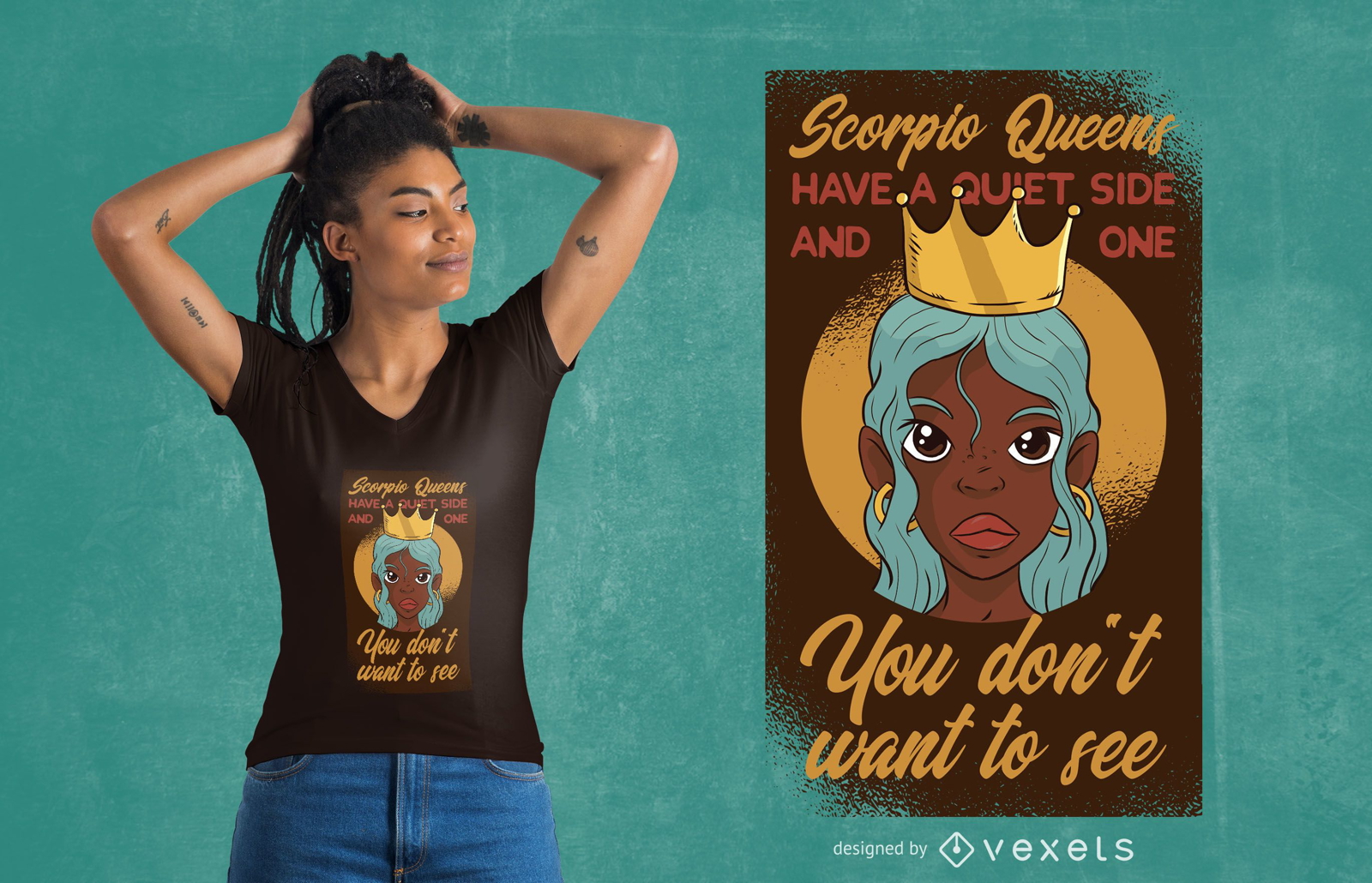 Diseño de camiseta Scorpio Queens