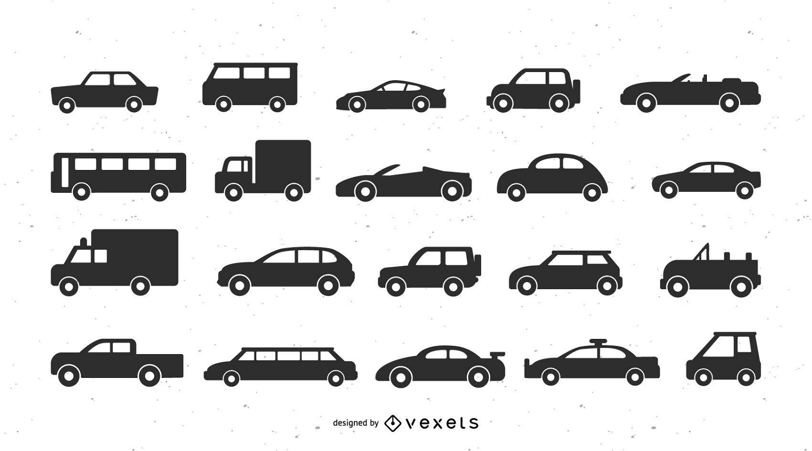 Vehicles silhouette icon set