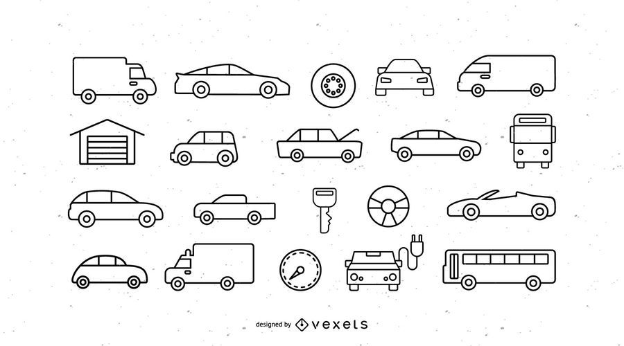 Vehicles stroke icon set Vehicles stroke icon set