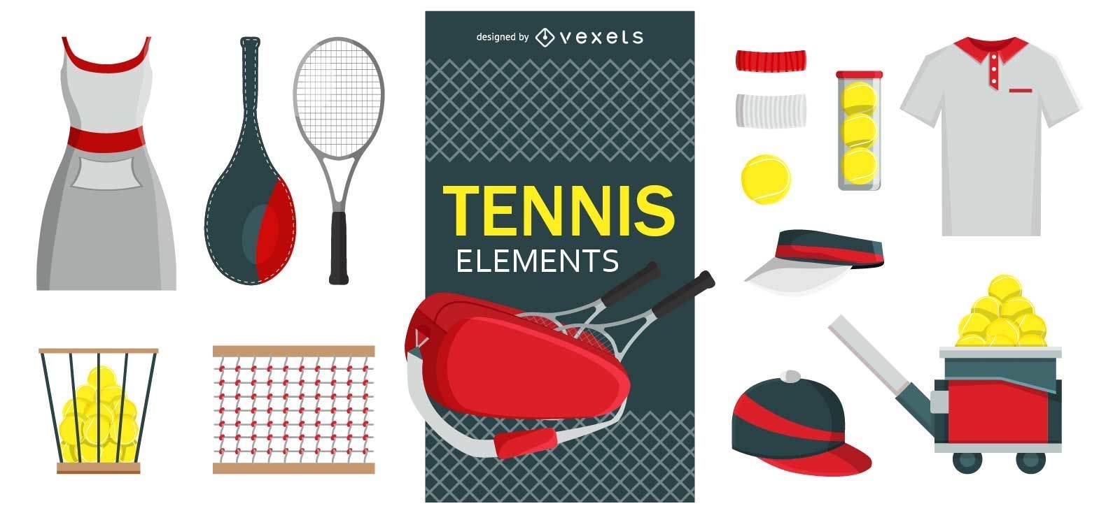 Tennis Design Elemente Set