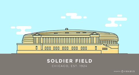 Soldat-Feldstadionkarikatur Soldat-Feldstadionkarikatur