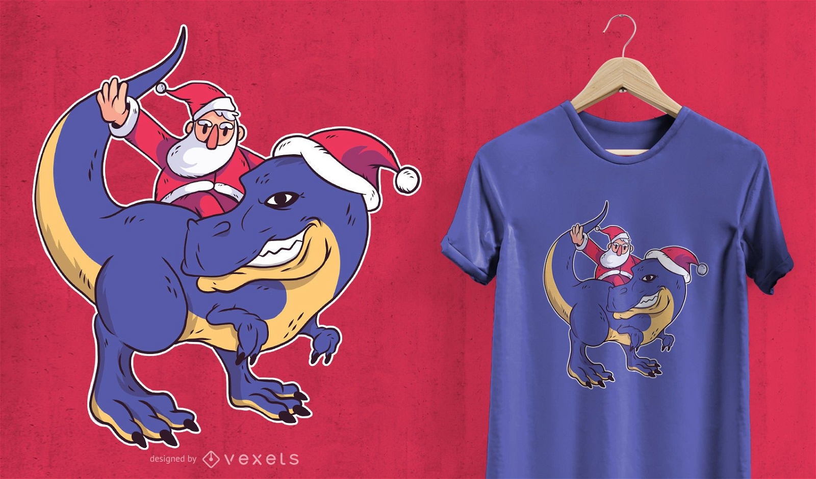 Santa T-Rex T-shirt Design