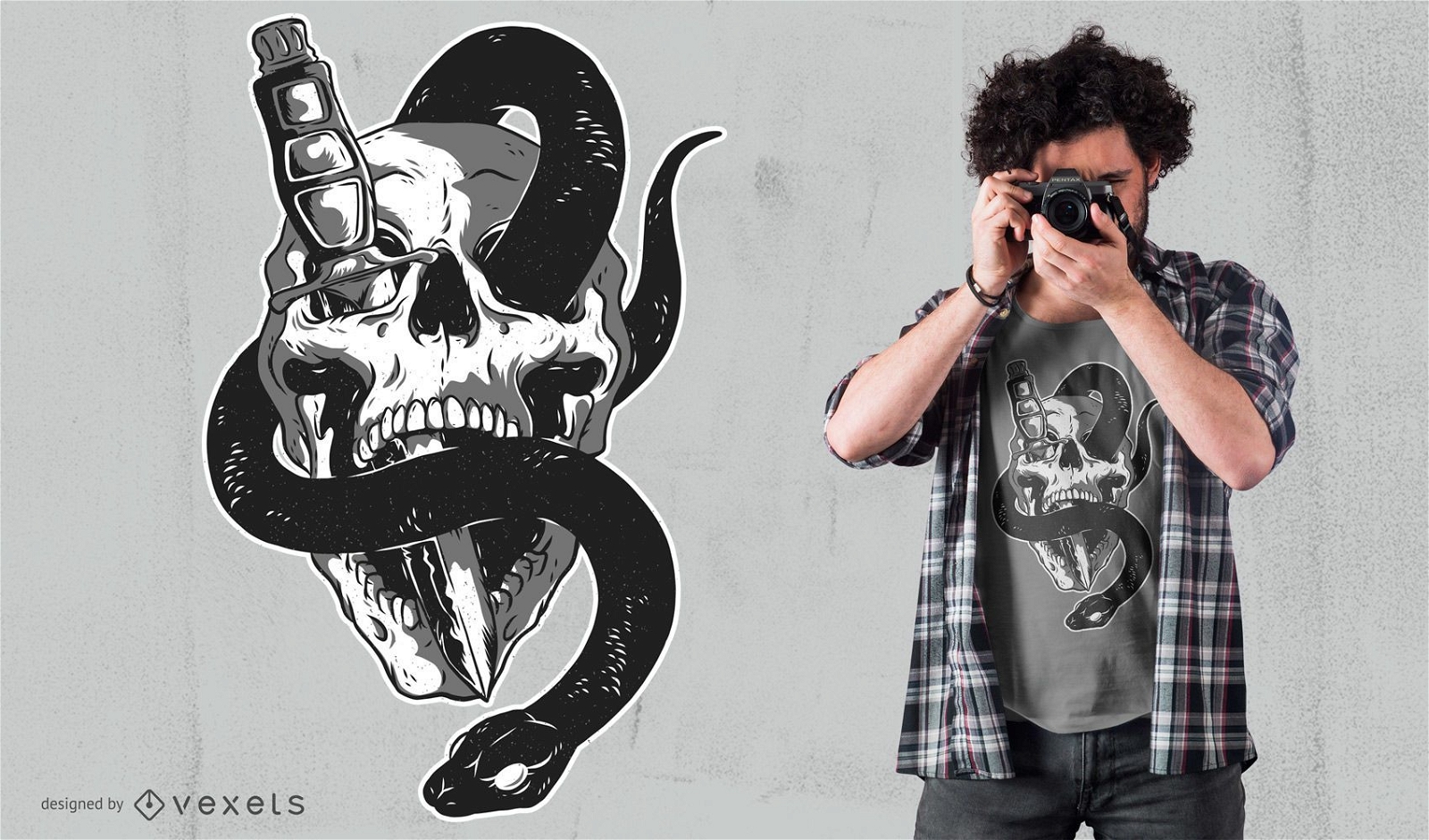 Skull With Snake T-shirt Design