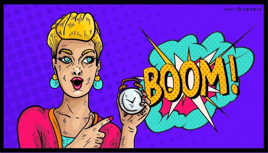Comic Woman Boom Illustration Comic Woman Boom Illustration