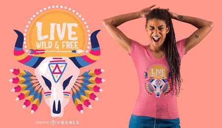 Diseño de camiseta Live Wild & Free
