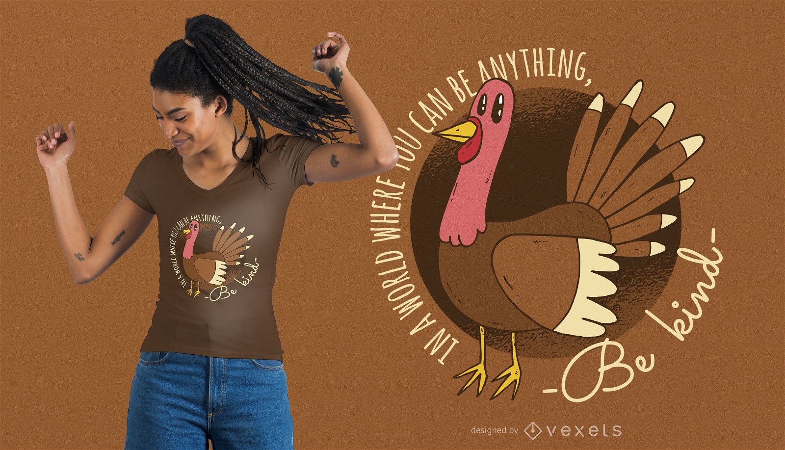 Kind Turkey Thanksgiving T-shirt Design