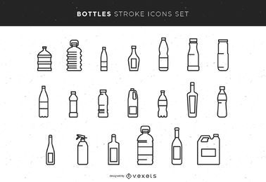 Bottles Stroke Icons Set
