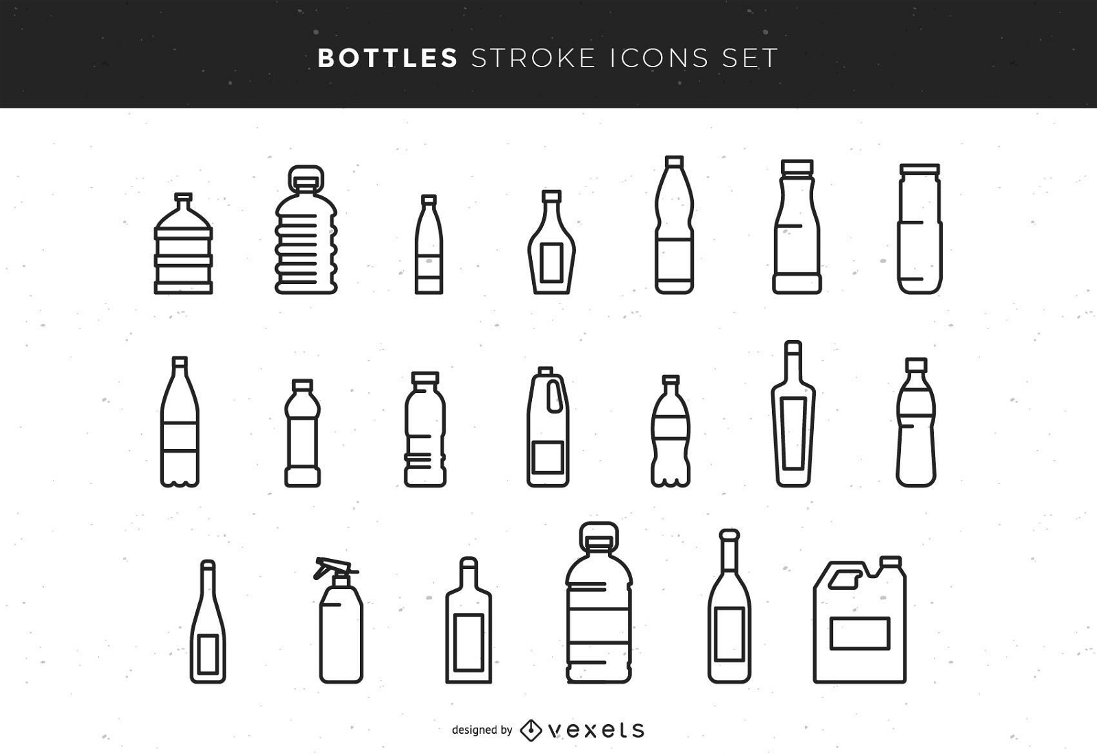 Conjunto de iconos de trazo de botellas