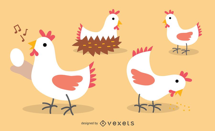 Flat Chicken Illustration Set Flat Chicken Illustration Set