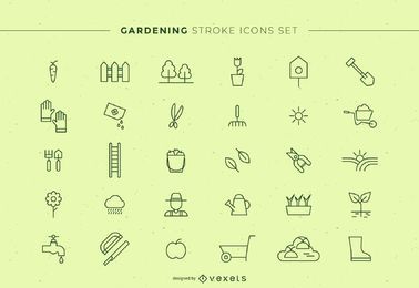 Conjunto de ícones de pinceladas de jardinagem