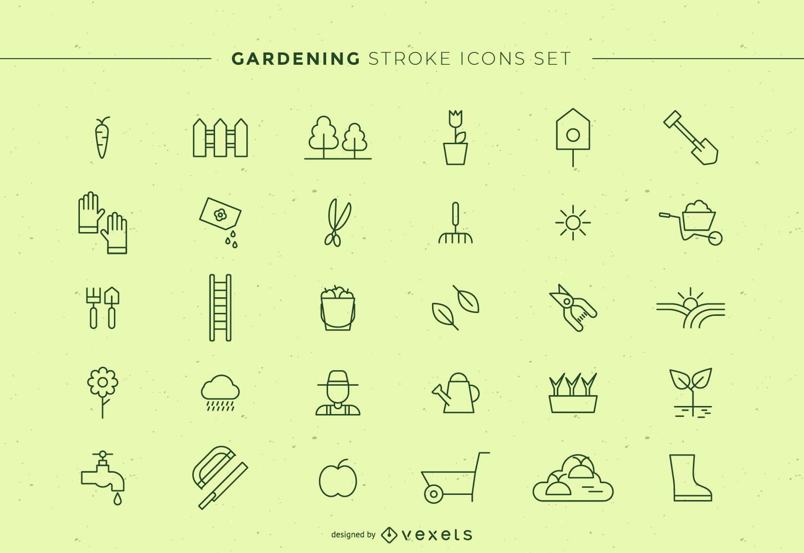 Conjunto de ícones de pinceladas de jardinagem