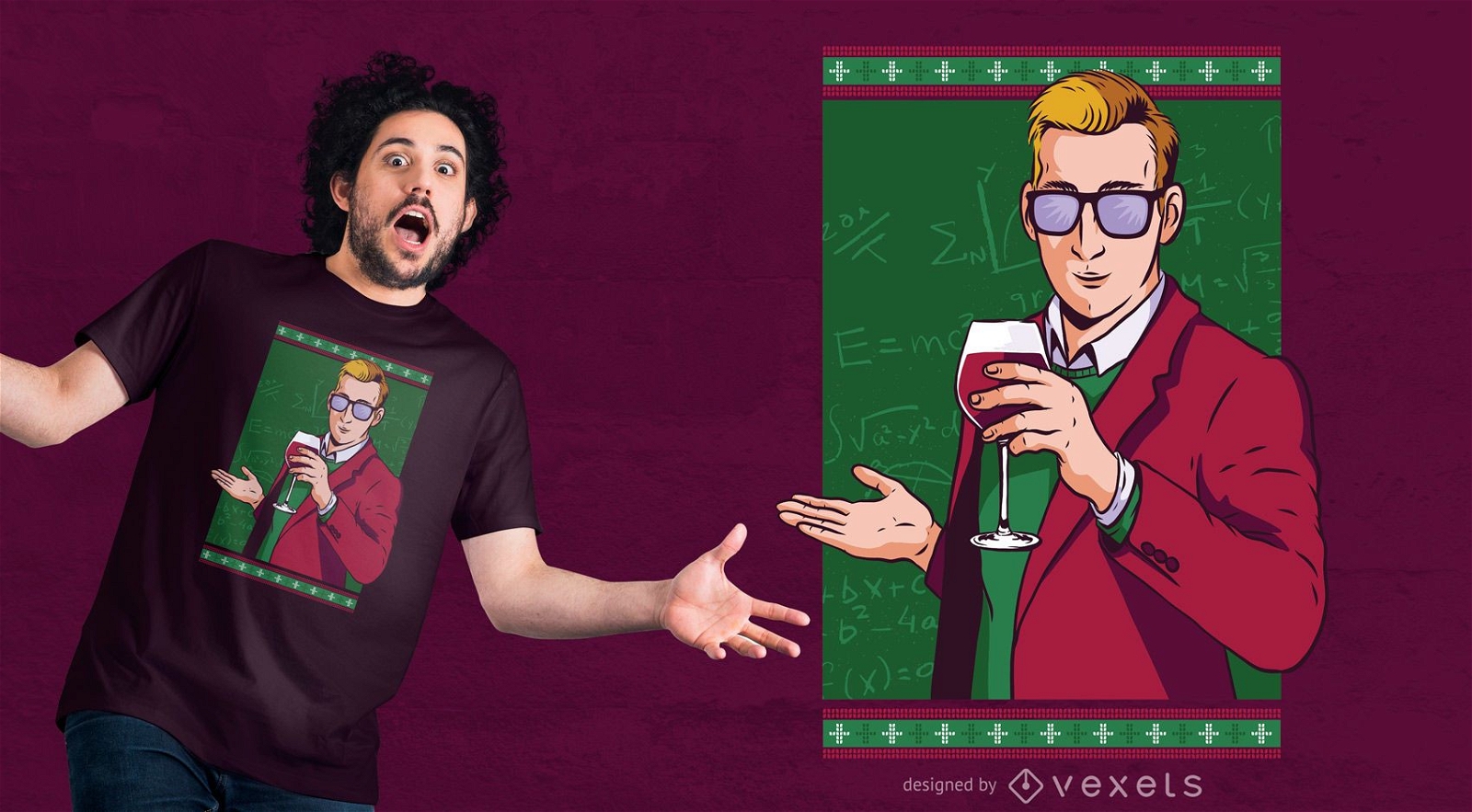 Design de camisetas de Natal do professor Wine