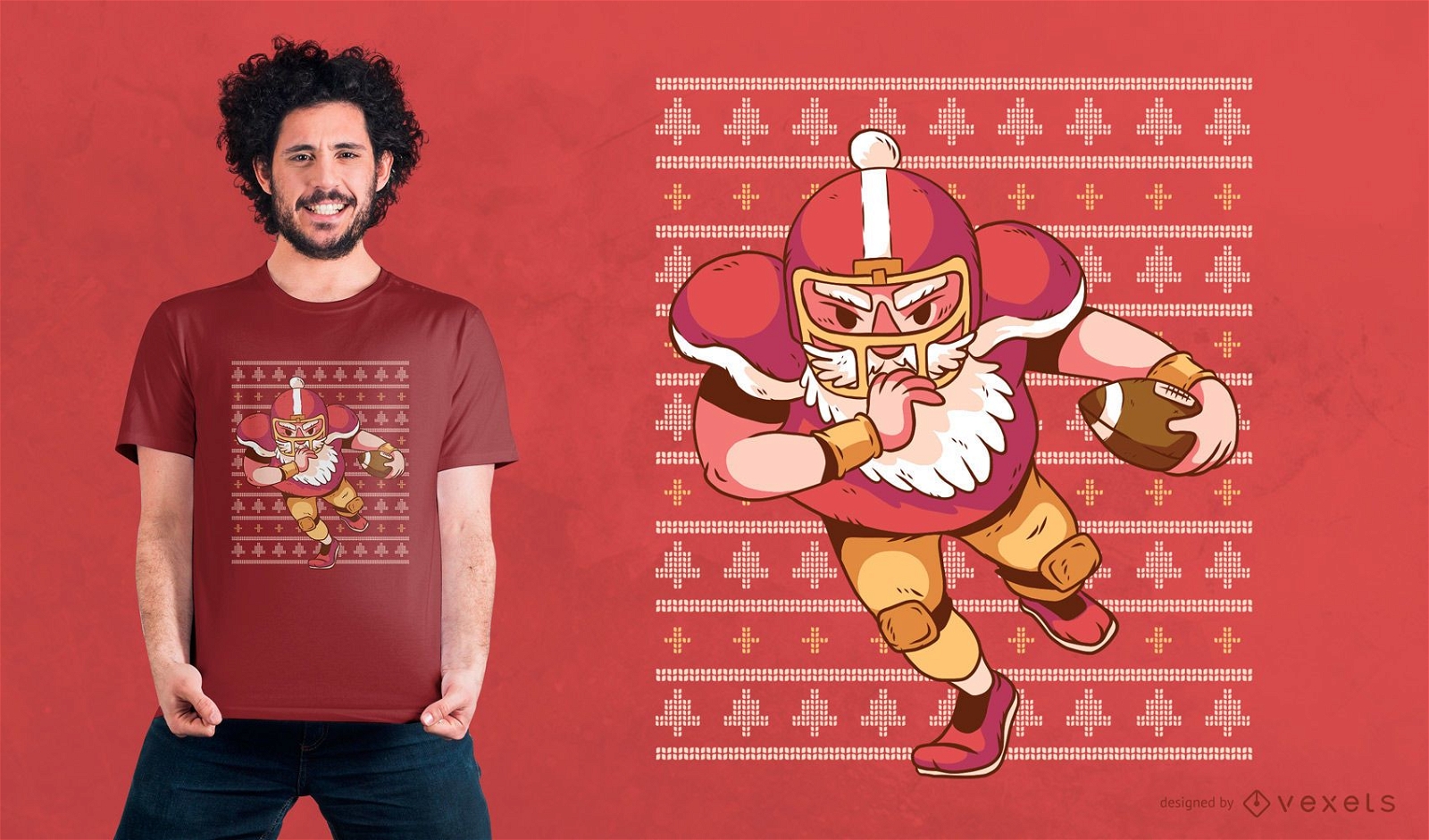 Santa Football Weihnachten T-Shirt Design - Vektor Download