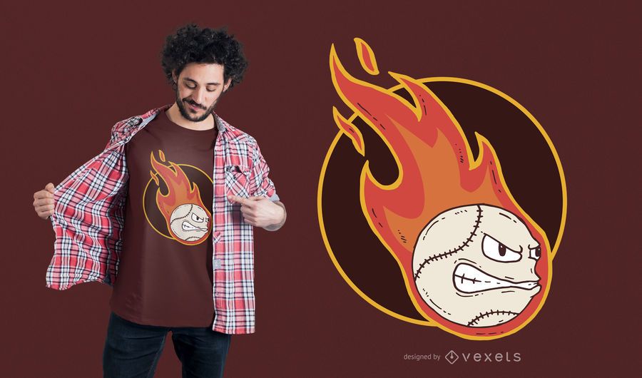 Fire Baseball T-shirt Design Fire Baseball T-shirt Design