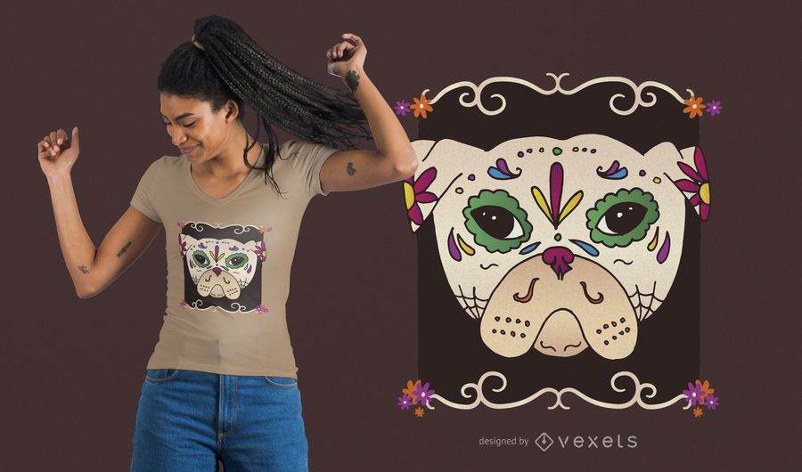 Sugar Skull Pug T-shirt Design Sugar Skull Pug T-shirt Design