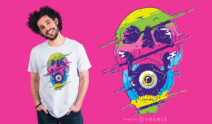 Diseño de camiseta de cráneo psicodélico Diseño de camiseta de cráneo psicodélico