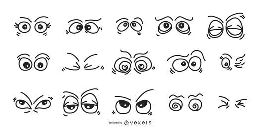 Conjunto de expresiones de dibujos animados de ojos Conjunto de expresiones de dibujos animados de ojos