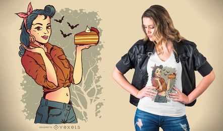 Pin-up Girl Pumpkin Pie T-shirt Design Pin-up Girl Pumpkin Pie T-shirt Design