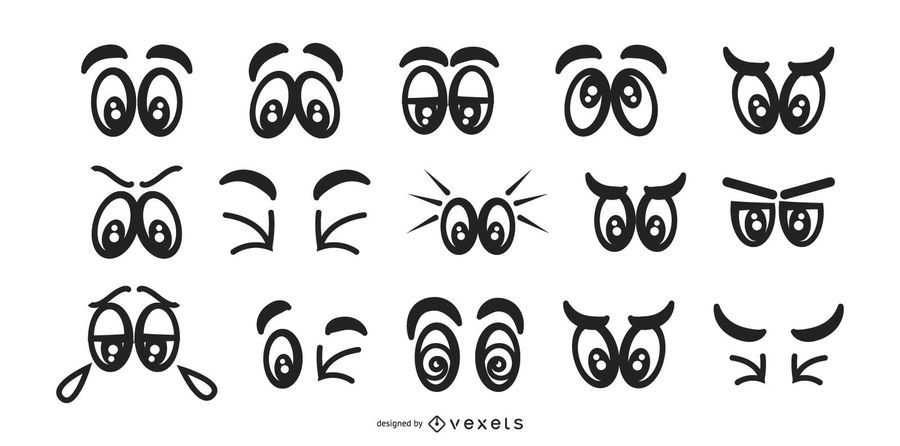 Bold Eyes Cartoon Set - Vector Download